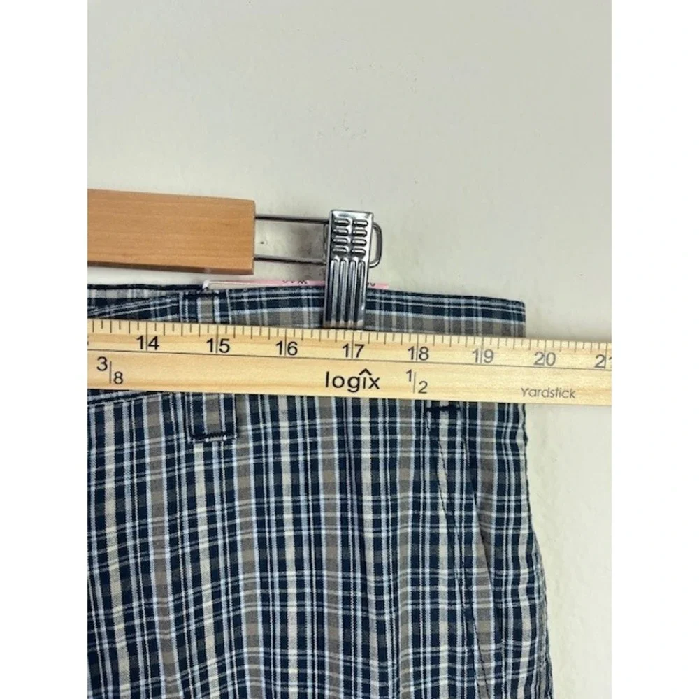 New Dockers Sz 40 Washed Khaki Shorts Plaid Flat Front Relaxed‎ Fit 9.5 Inseam